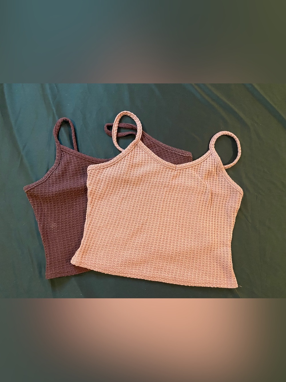 Waffle Knit Spaghetti Strap Tank Top - Pink & Purple